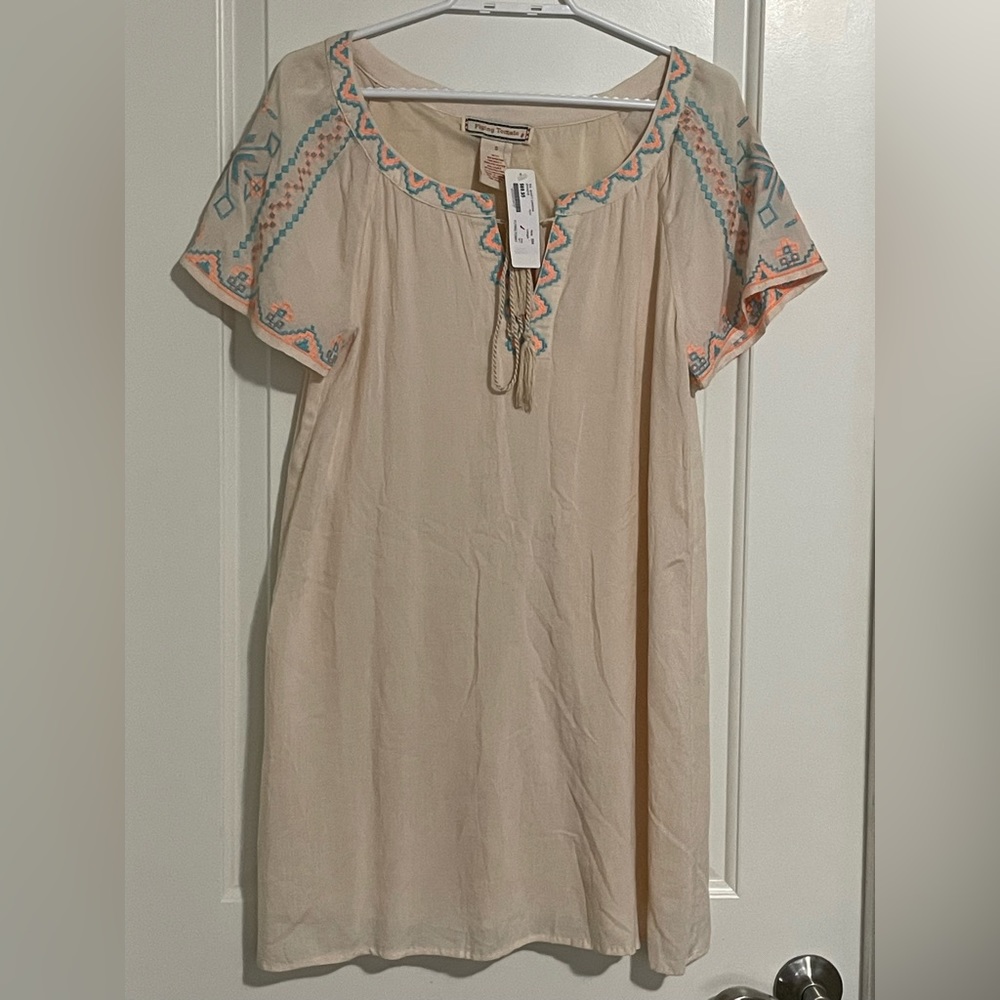 FLYING TOMATOES Pastel embroidered shift dress. Size Small. BNWT